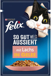 Felix So Gut Wie Es Aussieht Katzen Nassfutter Lachs Stückchen in Gelee für adulte Katzen 26 x 85 g – Bild 1 von 1