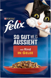 Felix So Gut Wie Es Aussieht Katzen Nassfutter Rind Stückchen in Gelee für adulte Katzen 26 x 85 g – Bild 1 von 1