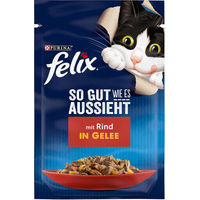 Produktbild von Felix So Gut Wie Es Aussieht Katzen Nassfutter Rind Stückchen in Gelee für adulte Katzen 26 x 85 g