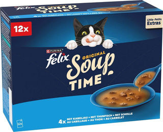 Produktbild von Felix SOUP MP12 Geschmacksvielfalt aus dem Wasser Katzen Leckerli 12x48g