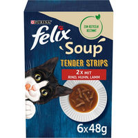 Produktbild von Felix Soup Tender Strips Katzen-Leckerli Geschmacksvielfalt vom Land mit Rind, Huhn und Lamm 6x48g - 6 x 48 g