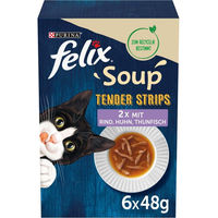 Produktbild von Felix Soup Tender Strips Katzen-Suppe Gemischte Vielfalt für erwachsene Katzen 6x48g - 6 x 48 g