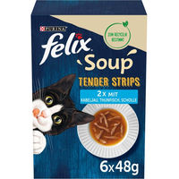 Produktbild von Felix Soup Tender Strips Katzen-Suppe mit Fisch und Stückchen in Sauce für erwachsene Katzen 48x48g - 48 x 48 g