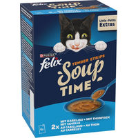 Produktbild von Felix Soup Time Tender Strips Katzen-Suppe Fisch Sorten-Mix Adult 6 x 48 g - 6 x 48 g