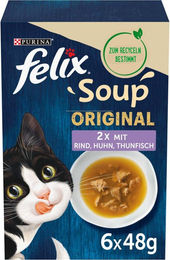 Produktbild von Felix Suppe Katzenfutter Stückchen in Sauce Gemischte Vielfalt mit Rind, Huhn und Thunfisch 8x48g