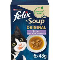 Produktbild von Felix Suppe Katzenfutter Stückchen in Sauce Gemischte Vielfalt mit Rind, Huhn und Thunfisch 8x48g
