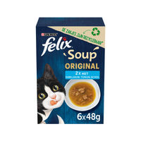 Produktbild von Felix Suppe Original Fischauswahl Katzen-Leckerli ohne Farb- und Aromastoffe sowie ohne Konservierungsstoffe 6 x 48 g