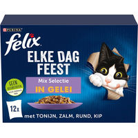 Produktbild von Felix Tägliches Festmahl Katzen Nassfutter Stückchen in Gelee Haut & Fell 12 x 85 g