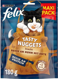 Produktbild von Felix Tasty Nuggets Katzensnack Huhn und Ente für erwachsene Katzen 6x180g