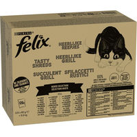 Produktbild von Felix Tasty Shreds Katzen Nassfutter Jumbopack 120 x 80 g Gemischte Auswahl Stückchen in Sauce ohne Farb- und Aromastoffe sowie Konservierungsstoffe - 120 x 80 g