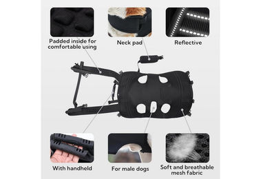 FELIXLEO Hundegeschirr Ganzkörper Tragehilfe mit Griff aus Oxford-Gewebe Schwarz für große Rassen bis 37kg – Bild 1 von 3