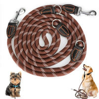 Produktbild von FELIXLEO Hundeleine Doppelleine aus Nylon verstellbar 3m Braun für große Hunde