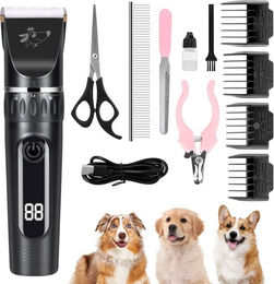 FELIXLEO Hundeschermaschine leise Tierhaarschneidemaschine aus Edelstahl mit 11 Zubehörteilen für Hunde aller Größen – Bild 1 von 3