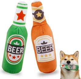 FELIXLEO Hundespielzeug Bierflasche Plüsch mit Quietschfunktion für erwachsene Hunde 2er Pack – Bild 1 von 4