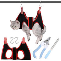 Produktbild von FELIXLEO Katzen-Grooming-Hängematte aus Stoff mit Krallenschere und Haken in Schwarz