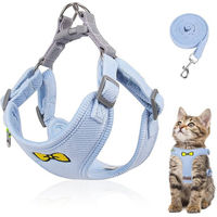 Produktbild von FELIXLEO Katzen-Halsband und Leine Set aus Polyester verstellbar in Blau Größe S für erwachsene Katzen