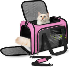 FELIXLEO Tiertransportbox Tragetasche für Katze, Hund, Meerschweinchen und Kaninchen, rosa, Oxford-Gewebe wasserabweisend, 40x25x25 cm – Bild 1 von 5