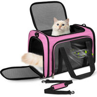 Produktbild von FELIXLEO Tiertransportbox Tragetasche für Katze, Hund, Meerschweinchen und Kaninchen, rosa, Oxford-Gewebe wasserabweisend, 40x25x25 cm
