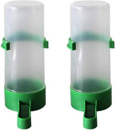 FELIXLEO Vogel Trinkspender und Futterstation Set aus Kunststoff in Transparent Grün – Bild 1 von 5