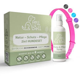 fell&bell Zeckenhalsband für Hunde mit Kokos-Pflegespray 60 ml Pink wasserfest aus Silikon - 60 ml – Bild 1 von 8