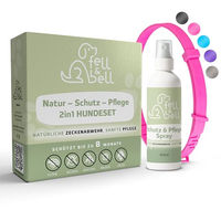 Produktbild von fell&bell Zeckenhalsband für Hunde mit Kokos-Pflegespray 60 ml Pink wasserfest aus Silikon - 60 ml
