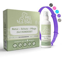 Produktbild von fell&bell Zeckenhalsband und Kokos-Pflegespray Set gegen Zecken und Flöhe für Hunde, wasserfest, Silikon, Lila - 60 ml