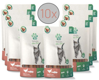 Fellicita Fellonis Katzensnacks Sticks Huhn und Lachs getreidefrei 10 x 50g - 10 x 50 g – Bild 1 von 1