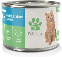Fellicita Katzen-Paté Hering, Garnele & Huhn Monoprotein Adult 6x 200g - 6 x 200 g – Bild 1 von 3