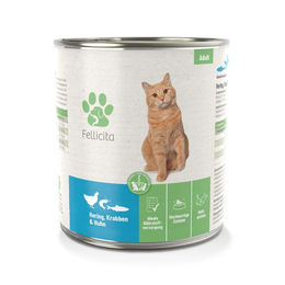 Produktbild von Fellicita Katzenfutter Dose Hering Garnelen Huhn 6x800g - 6 x 800 g