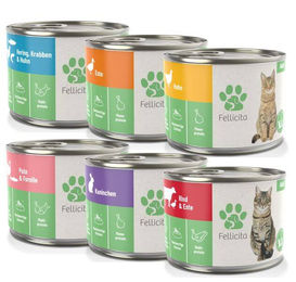 Fellicita Mixpaket Nr. 1 Katzennassfutter Pastete für adulte Katzen getreidefrei und monoprotein 6 x 200g - 6 x 200 g – Bild 1 von 3