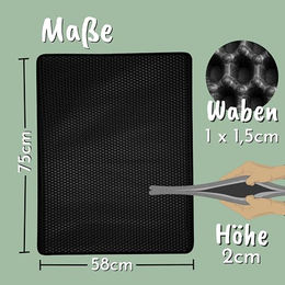 Fellou Katzenklo Matte XXL aus Kunststoff 75x58 cm für Katzenstreu in Grau oder Schwarz – Bild 1 von 7