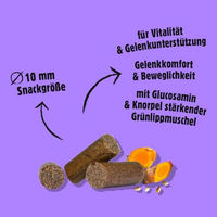 Produktbild von Fellows Gelenkglück Funktionssnack für Hunde mit Insekten Getreidefrei und Hypoallergen 125 g