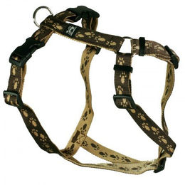 Produktbild von Feltmann Hund Brustgeschirr aus wasserabweisendem Nylon in Braun Beige mit Pfötchenmuster 40-60 cm 15mm