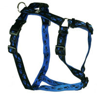 Produktbild von Feltmann Hund Brustgeschirr aus wasserabweisendem Nylon in Schwarz mit blauen Pfötchen 40-60cm