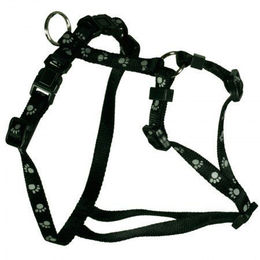 Produktbild von Feltmann Hund Brustgeschirr Mini aus Nylon Schwarz mit Silber Pfötchen 25-35cm