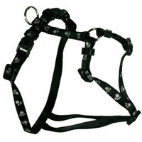 Produktbild von Feltmann Hund Brustgeschirr Mini aus Nylon Schwarz mit Silber Pfötchen 25-35cm