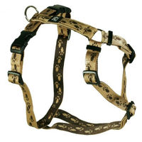 Produktbild von Feltmann Hund Brustgeschirr Soft Nylonband Beige mit braunen Pfötchen 55-75cm 20mm