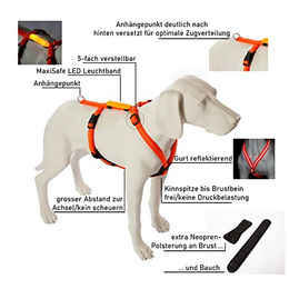 Feltmann Hundegeschirr Mantrailing Suchgeschirr Profi Neonorange Reflektierend mit Neopren Bauchumfang 70-90 cm – Bild 1 von 5