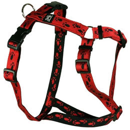 Feltmann Hundegeschirr Mini Rot mit schwarzen Pfötchen aus Nylon wasserabweisend – Bild 1 von 2