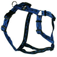 Produktbild von Feltmann Hundekreuzgeschirr Softband Blau mit schwarzen Pfötchen 70-90 cm