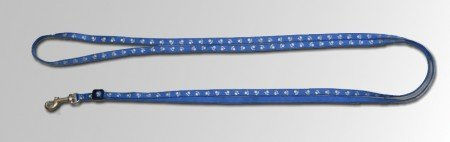 Produktbild von Feltmann Shetty Kombileine Mini aus Nylon in Blau Silber mit Pfötchen-Design wasserabweisend stufenlos verstellbar 100-200cm
