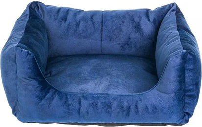 FERA Glamour Hundebett Schlafplatz Hundesofa Blau Plüsch Größe L 65x75x27 cm – Bild 1 von 2