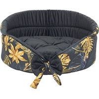 Produktbild von FERA Gold ovales Hundebett mit Schleife für Hunde und Katzen Größe S 53x44x26 cm OEKO-TEX zertifiziert