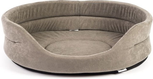 FERA Hundebett XS Mini Hundeliege oval aus Plüsch grau/braun 47x38x15 cm – Bild 1 von 7
