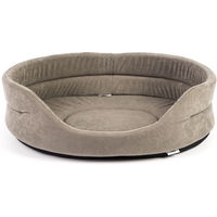 Produktbild von FERA Hundebett XS Mini Hundeliege oval aus Plüsch grau/braun 47x38x15 cm