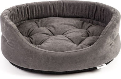 FERA Hundebett XS Plüsch oval Grau mit Kissen für kleine Rassen 47x38x15 cm – Bild 1 von 9