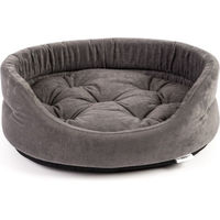 Produktbild von FERA Hundebett XS Plüsch oval Grau mit Kissen für kleine Rassen 47x38x15 cm