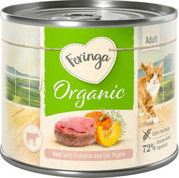 Produktbild von Feringa Bio Katzenfutter Kalb mit Kürbis und Katzengamander 6 x 200 g - 6 x 200 g