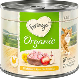 Produktbild von Feringa Bio Katzenmenü Huhn mit Apfel und Löwenzahn 6 x 200 g - 6 x 200 g