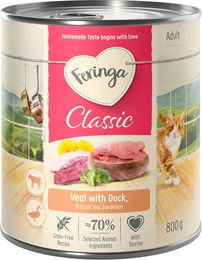 Produktbild von Feringa Classic Meat Menü Katzenfutter Ente und Kalb getreidefrei 6 x 800 g Dose - 6 x 800 g